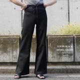 ブラック | きれいめ ポンチタッチ フレアパンツ | Leggy&Paggy