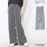 ストライプ柄プリントプリーツ ワイドパンツ プリーツパンツ ストライプ | Leggy&Paggy | 詳細画像1