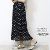 ブラック | ドット柄シフォンプリーツロングスカート ロングスカート プリーツスカート | Leggy&Paggy