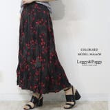 レッド | ワッシャープリーツ 花柄 ロングスカート | Leggy&Paggy