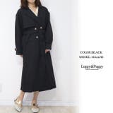 ブラック | トレンチコート ピーチスキン ロングトレンチコート スプリングコート | Leggy&Paggy