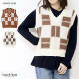 チェック柄ニットベスト Vネックニットベスト | Leggy&Paggy | 詳細画像1