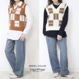 チェック柄ニットベスト Vネックニットベスト | Leggy&Paggy | 詳細画像7