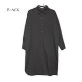 ブラック | ビッグシルエットシャツワンピース 綿素材 コットンシャツ | Leggy&Paggy