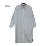 ブルー | ビッグシルエットシャツワンピース 綿素材 コットンシャツ | Leggy&Paggy