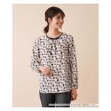 ベージュ系 | プリントリボンブラウス | Leilian