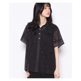 ネイビー | カッティングレースブラウス | Leilian