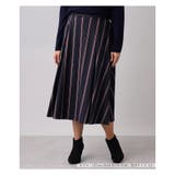 ネイビー | ストライプフレアスカ-ト | Leilian PLUS HOUSE