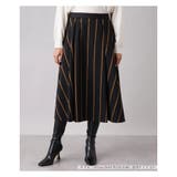 ブラック | ストライプフレアスカ-ト | Leilian PLUS HOUSE