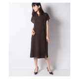 ブラウン系 | ポロ襟ニットワンピ-ス | Leilian