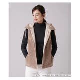 ブラウン | 異素材切替フーデッドベスト | Leilian