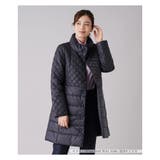 ネイビー | キルティング切替スタンドカラーコ-ト | Leilian