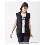 ブラック | ドット編地切り替えニットベスト | Leilian