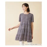 ネイビー | ティアード切替チュニックブラウス | Leilian PLUS HOUSE