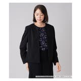 ブラック | 洗えるノーカラージャケット | Leilian PLUS HOUSE