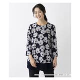 ライトグレー | 洗えるフラワープリントチュニック | Leilian PLUS HOUSE