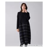 チェック切替ドッキングワンピース | Leilian PLUS HOUSE | 詳細画像1