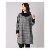 ブラック | グレンチェック切替ブラウス | Leilian PLUS HOUSE