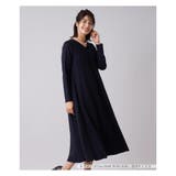 ネイビー | Vネックフレアワンピ-ス | Leilian