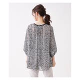 ボタニカル柄7分袖スモックブラウス | Leilian | 詳細画像13