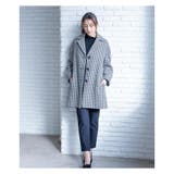 ブラック | 千鳥格子柄テーラードコ-ト | Leilian