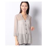 ライトグレー | 7分袖シアーシャツ | Leilian