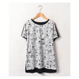 イラスト柄切り替えクルーネックカットソー | Leilian PLUS HOUSE | 詳細画像1