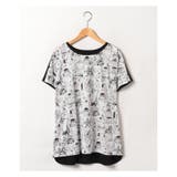 ピンク | イラスト柄切り替えクルーネックカットソー | Leilian PLUS HOUSE