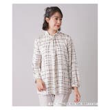 アイボリー | プリントボウタイ風ブラウス | Leilian PLUS HOUSE