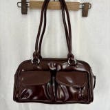 BROWN | アウトポケット付ボストンバッグ ロングハンドル | LETee