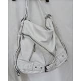 WHITE | 装飾ベルト付斜めジップショルダーバッグ | LETee