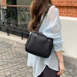 BLACK | 合皮ショルダーバッグ スクエア 丸み | LETee