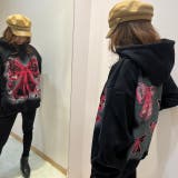 リボンプリントワンウォッシュパーカー/すみくろ | LETee | 詳細画像7 