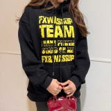 BLACK | TEAMプリントプルパーカー | LETee