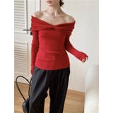 RED | 前絞りオフショルニットプルオーバー | LETee