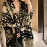 水墨画風ジャカードポンチョ | LETee | 詳細画像2