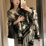 水墨画風ジャカードポンチョ | LETee | 詳細画像3