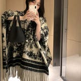 水墨画風ジャカードポンチョ | LETee | 詳細画像4