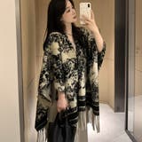 水墨画風ジャカードポンチョ | LETee | 詳細画像5