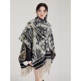 水墨画風ジャカードポンチョ | LETee | 詳細画像6