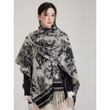 水墨画風ジャカードポンチョ | LETee | 詳細画像7