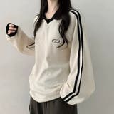 ワッフル袖ラインスキッパートップス | LETee | 詳細画像1