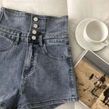 バックレースアップ ハイウエストデニムショートパンツ | LETee | 詳細画像2 