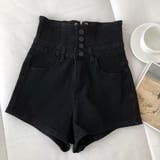 バックレースアップ ハイウエストデニムショートパンツ | LETee | 詳細画像4 