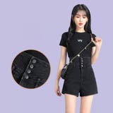 バックレースアップ ハイウエストデニムショートパンツ | LETee | 詳細画像6 