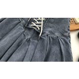 レースアップデニムミニスカート/ボックスプリーツ/ハイウエスト | LETee | 詳細画像3