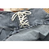 レースアップデニムミニスカート/ボックスプリーツ/ハイウエスト | LETee | 詳細画像7