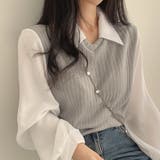 異素材ドッキングえり付きトップス | LETee | 詳細画像2