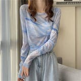 BLUE | タイダイシアートップス/メッシュ素材/レイヤードアイテム/ショート丈 | LETee