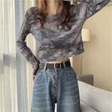 タイダイシアートップス/メッシュ素材/レイヤードアイテム/ショート丈 | LETee | 詳細画像8